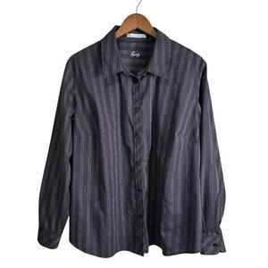 Foxcroft Women’s 18W Black & White Print Wrinkle Free Long Sleeve Button Shirt